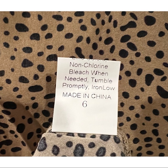 SHEIN Dalmatian Print Tie Neck Smock Dress Khaki - Picture 15 of 15